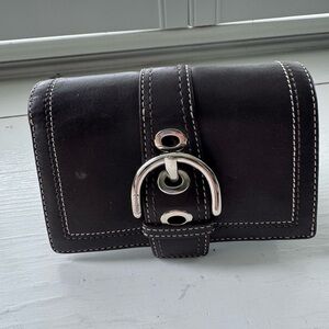 Coach Signature Brown Compact Wallet like new condition.